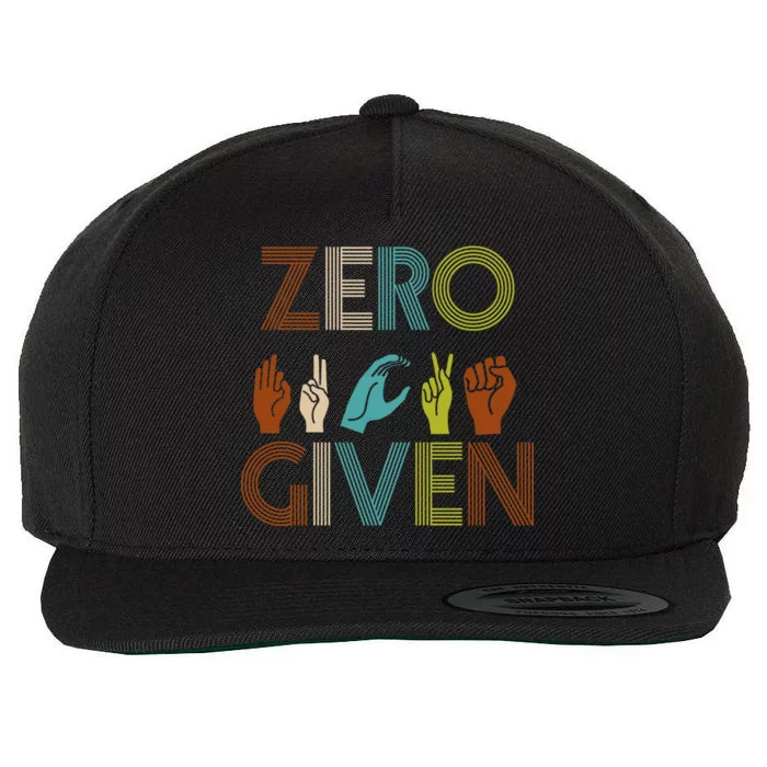 Zero Given Sign Language Wool Snapback Cap