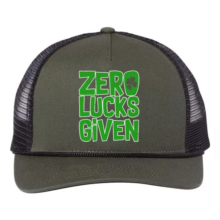 Zero Lucks Given St. Patrick's Day Retro Rope Trucker Hat Cap