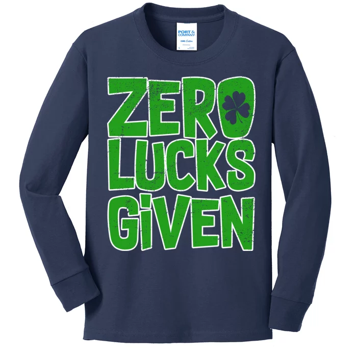 Zero Lucks Given St. Patrick's Day Kids Long Sleeve Shirt