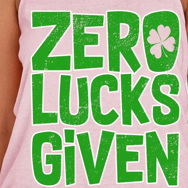 Zero Lucks Given St. Patrick's Day Women's Knotted Racerback Tank