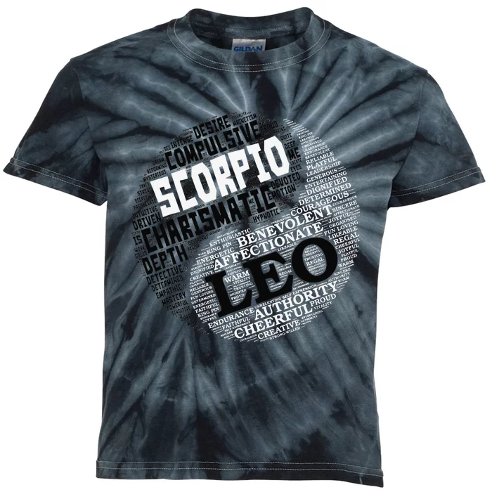 Zodiac Facts for  and Wo Scorpio and Leo Kids Tie-Dye T-Shirt