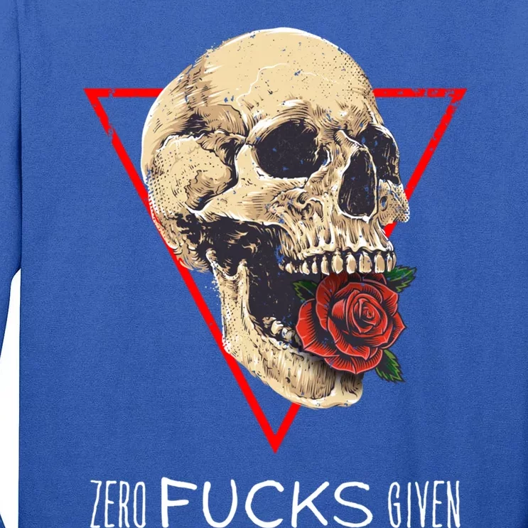 Zero Fucks Given Skull Fuchs Pucks Clucks Fluffs Funny Gift Tall Long Sleeve T-Shirt