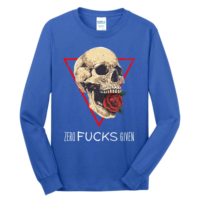 Zero Fucks Given Skull Fuchs Pucks Clucks Fluffs Funny Gift Tall Long Sleeve T-Shirt