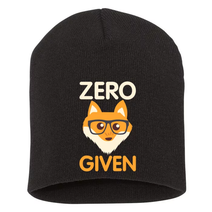 Zero Fox Given Funny Foxes Glasses Don't Care No Fox Given Short Acrylic Beanie