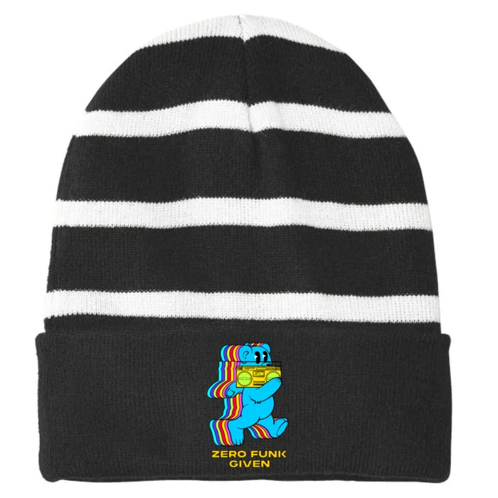 Zero Funk Given Retro Bear Boombox Striped Beanie with Solid Band