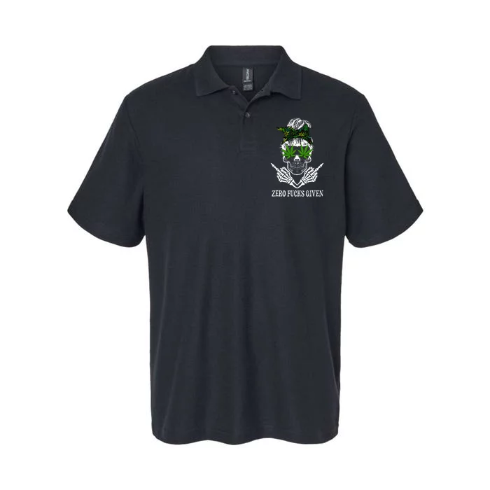 Zero Fucks Given Skull Weed Marijuana 420 Softstyle Adult Sport Polo