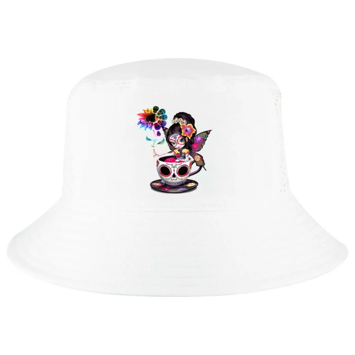 Zero Fucks Given Sugar Skull Rainbow Sunflower Cool Comfort Performance Bucket Hat