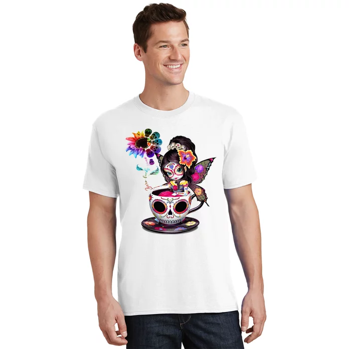 Zero Fucks Given Sugar Skull Rainbow Sunflower T-Shirt