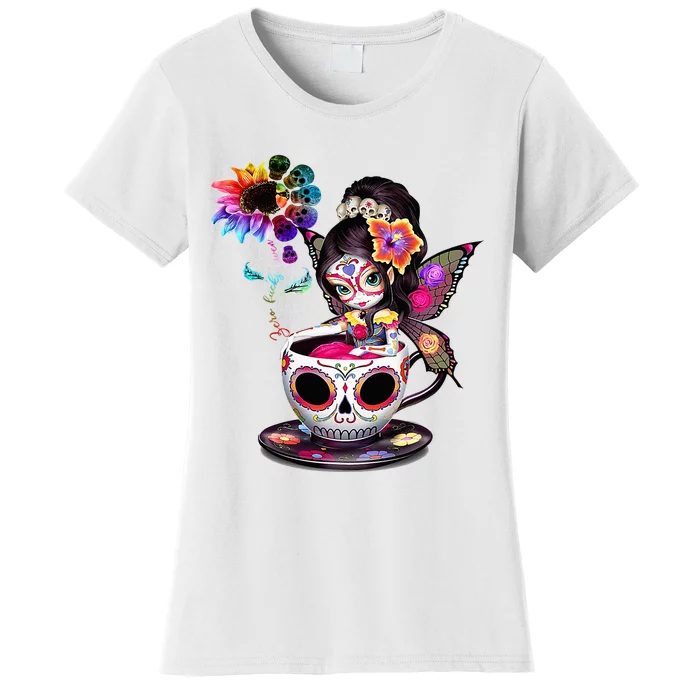 Zero Fucks Given Sugar Skull Rainbow Sunflower Women's T-Shirt