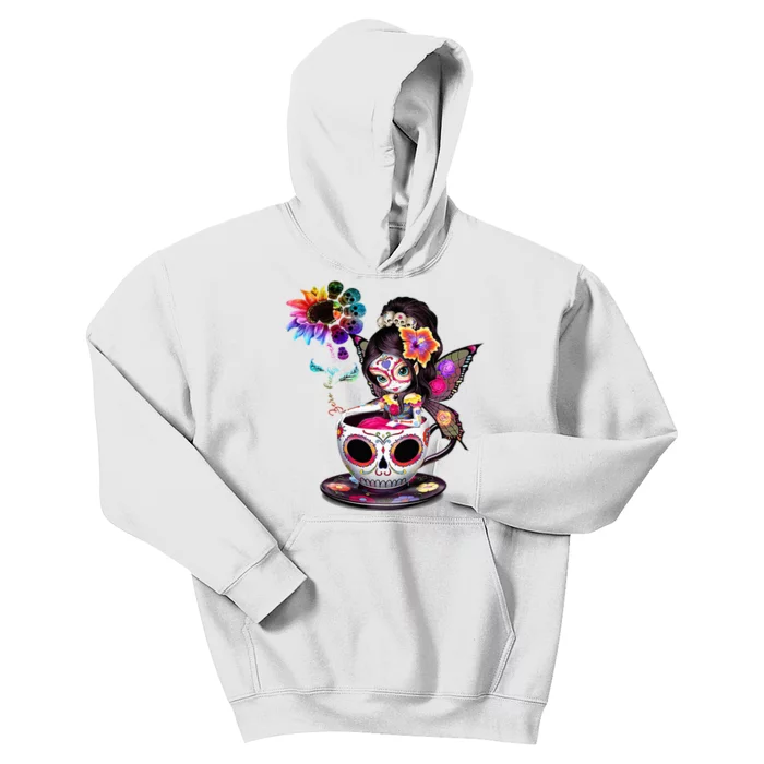 Zero Fucks Given Sugar Skull Rainbow Sunflower Kids Hoodie