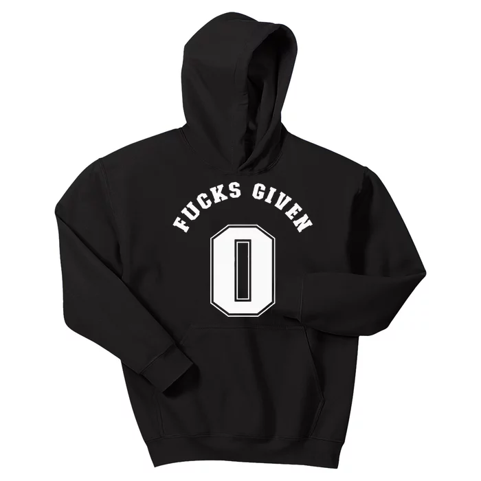 Zero Fucks Given 0 Fuck Profanity Funny Kids Hoodie