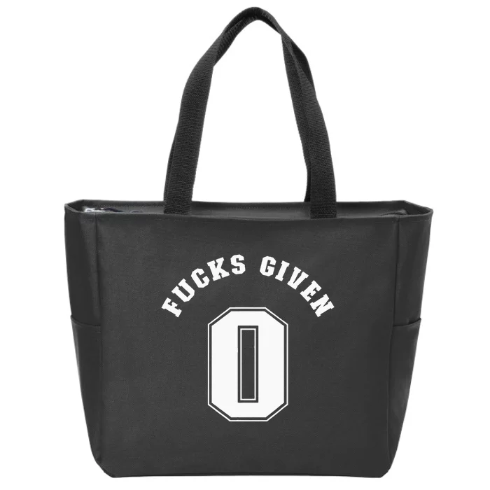 Zero Fucks Given 0 Fuck Profanity Funny Zip Tote Bag