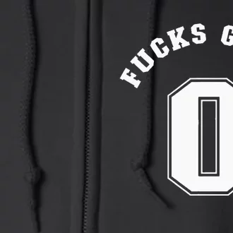 Zero Fucks Given 0 Fuck Profanity Funny Full Zip Hoodie