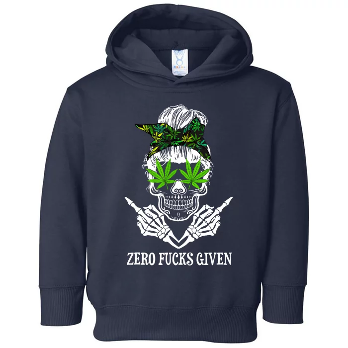 Zero Fucks Given Skull Weed Marijuana 420 Toddler Hoodie