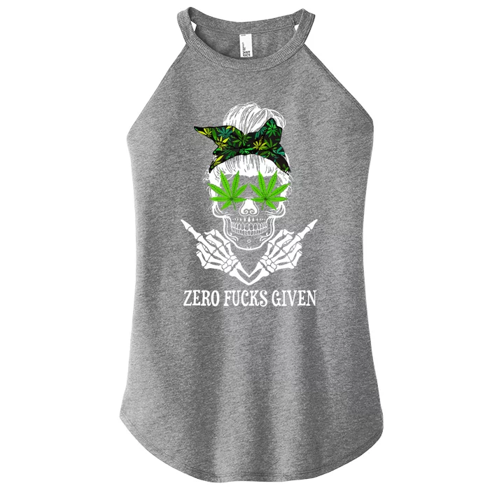 Zero Fucks Given Skull Weed Marijuana 420 Women’s Perfect Tri Rocker Tank