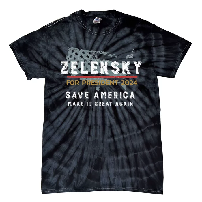 Zelensky For President 2024 Admire Ukraine Zelensky Courage Tie-Dye T-Shirt