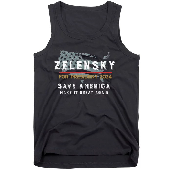 Zelensky For President 2024 Admire Ukraine Zelensky Courage Tank Top