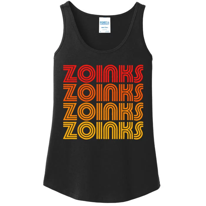 Zoinks Funny Retro Vintage Sunset Goofy Silly Weird Fun Word Ladies Essential Tank