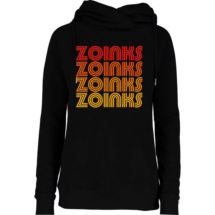 Zoinks Funny Retro Vintage Sunset Goofy Silly Weird Fun Word Womens Funnel Neck Pullover Hood