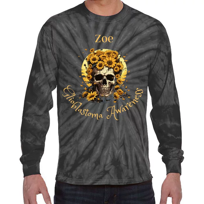 Zoe Glioblastoma Awareness (Back Design) Tie-Dye Long Sleeve Shirt