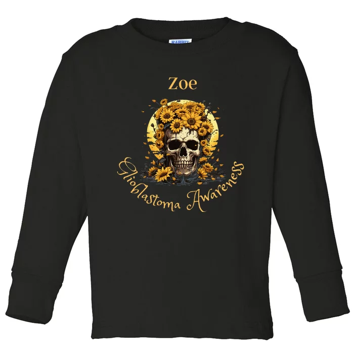 Zoe Glioblastoma Awareness (Back Design) Toddler Long Sleeve Shirt