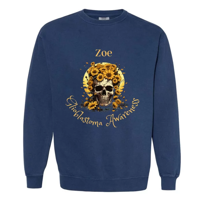 Zoe Glioblastoma Awareness (Back Design) Garment-Dyed Sweatshirt