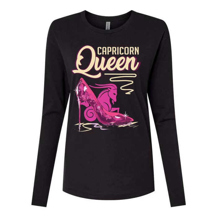 Zodiac Graphic Capricorn Queen Bday Gift for Xmas Womens Cotton Relaxed Long Sleeve T-Shirt