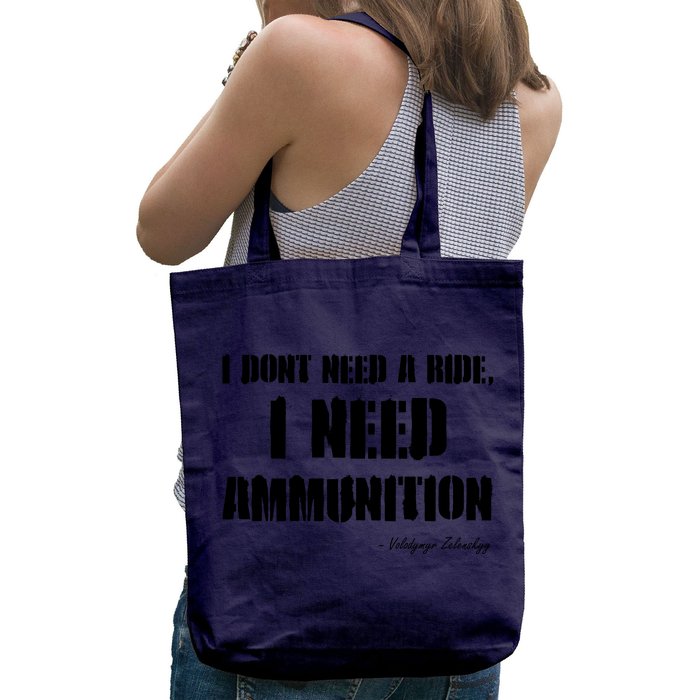 Zelensky Green Cross Ukraine I Dont Need A Ride I Need Ammunition Front&Back Front & Back Tote Bag