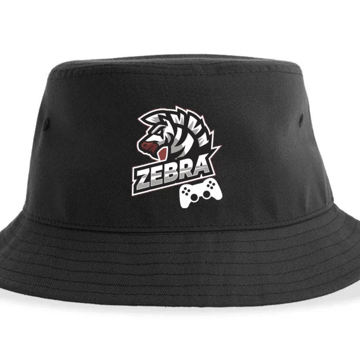 Zebra Gamer Controller Graphic Design For Gamer Kids Sustainable Bucket Hat