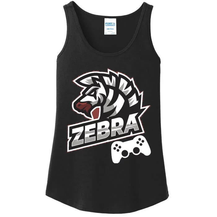 Zebra Gamer Controller Graphic Design For Gamer Kids Ladies Essential Tank