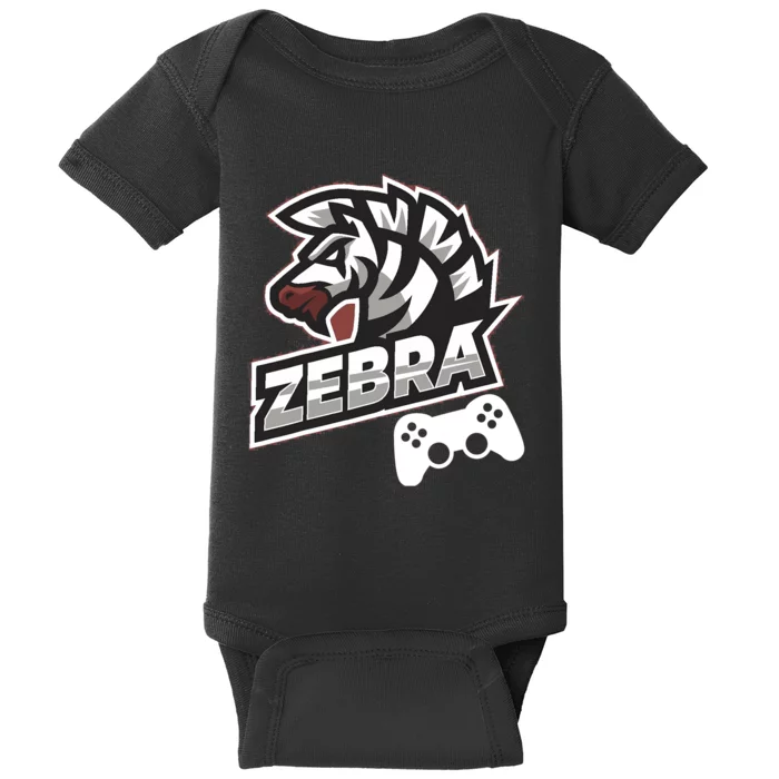 Zebra Gamer Controller Graphic Design For Gamer Kids Baby Bodysuit