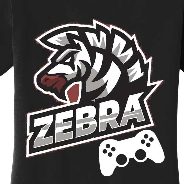 Zebra Gamer Controller Graphic Design For Gamer Kids Women's T-Shirt