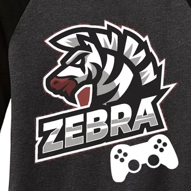 Zebra Gamer Controller Graphic Design For Gamer Kids Women's Tri-Blend 3/4-Sleeve Raglan Shirt