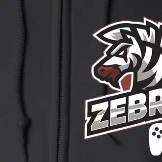 Zebra Gamer Controller Graphic Design For Gamer Kids Full Zip Hoodie