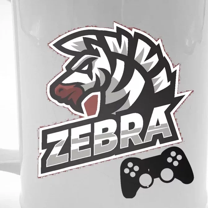 Zebra Gamer Controller Graphic Design For Gamer Kids Front & Back Beer Stein