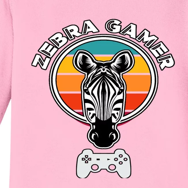 Zebra Gamer Controller Graphic Design For Gamer Gift Baby Long Sleeve Bodysuit