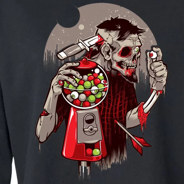 Zombie Gumballs Eyes Brains Halloween Cropped Pullover Crew