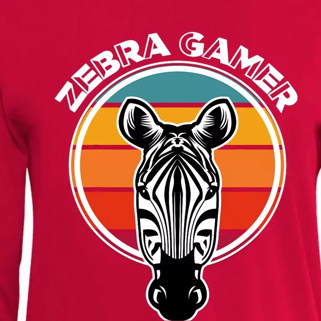 Zebra Gamer Gaming Graphic Design For Gamer Womens Cotton Relaxed Long Sleeve T-Shirt