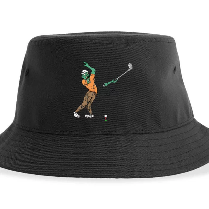 Zombie Golf Player Golfing Halloween Horror Scary Creepy Sustainable Bucket Hat