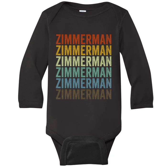 ZIMMERMAN Gift Surname Funny Retro Vintage Baby Long Sleeve Bodysuit