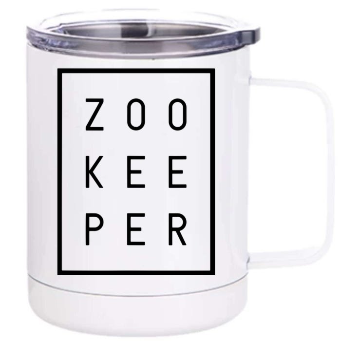 Zookeeper Gifts White Text Zoo Keeper Minimalist Front & Back 12oz Stainless Steel Tumbler Cup