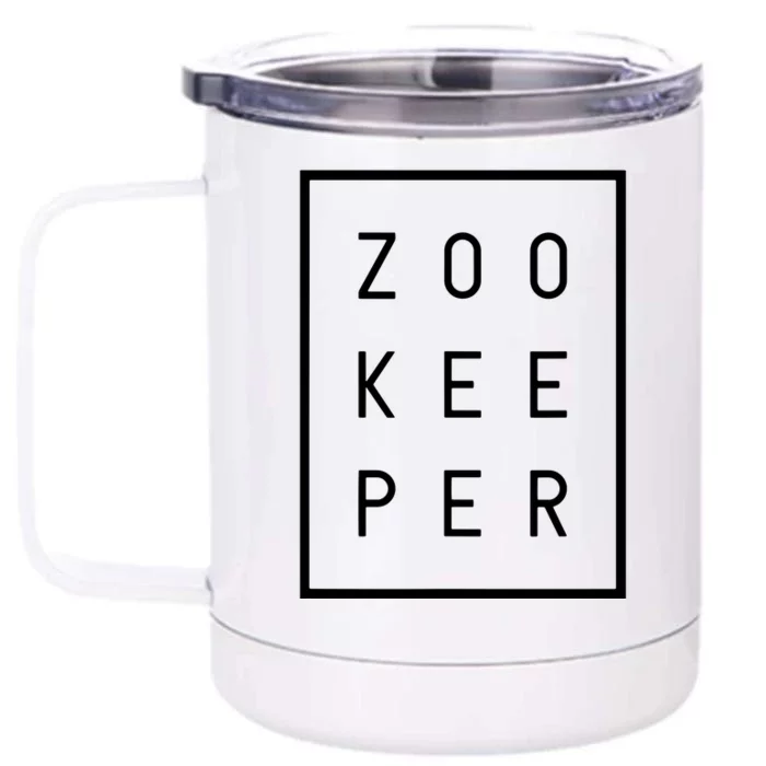 Zookeeper Gifts White Text Zoo Keeper Minimalist Front & Back 12oz Stainless Steel Tumbler Cup