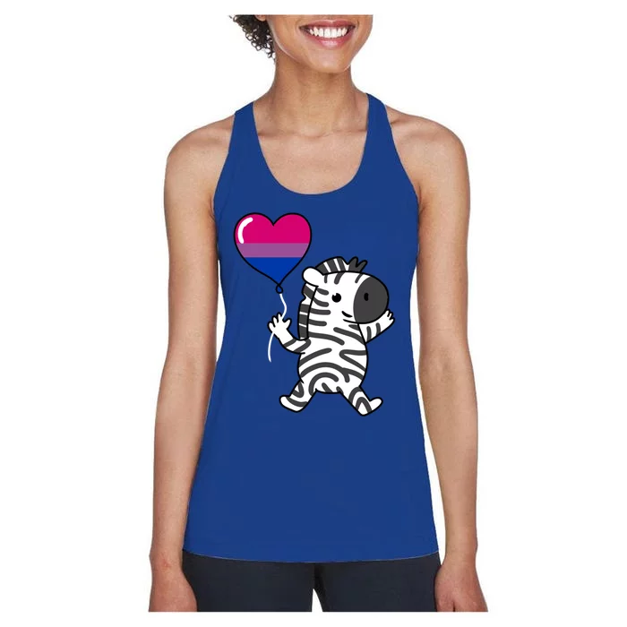 Zebra Heart Balloon Bisexual Pride Cool Gift Women's Racerback Tank