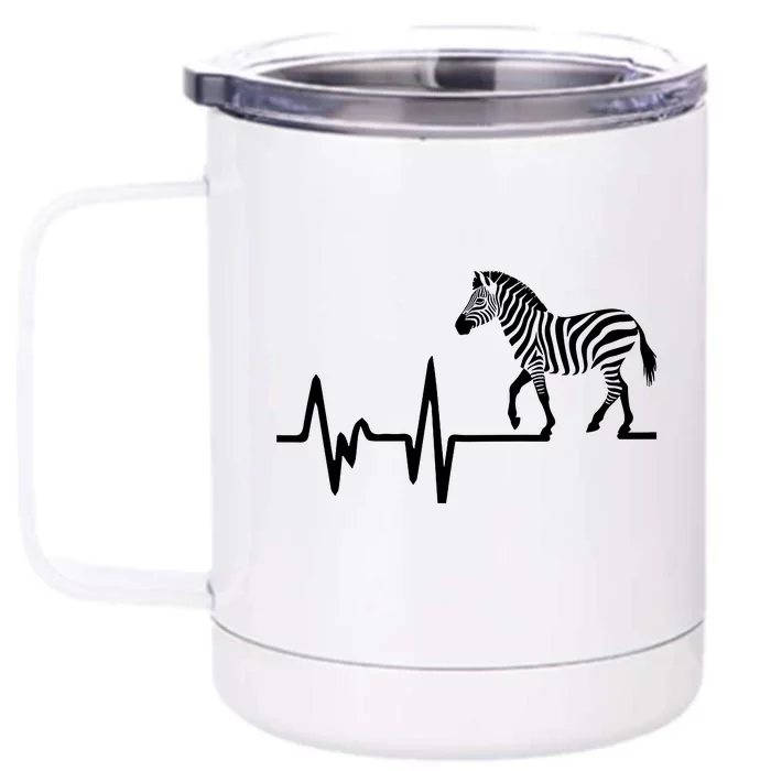 Zebra Heartbeat Graphic Front & Back 12oz Stainless Steel Tumbler Cup