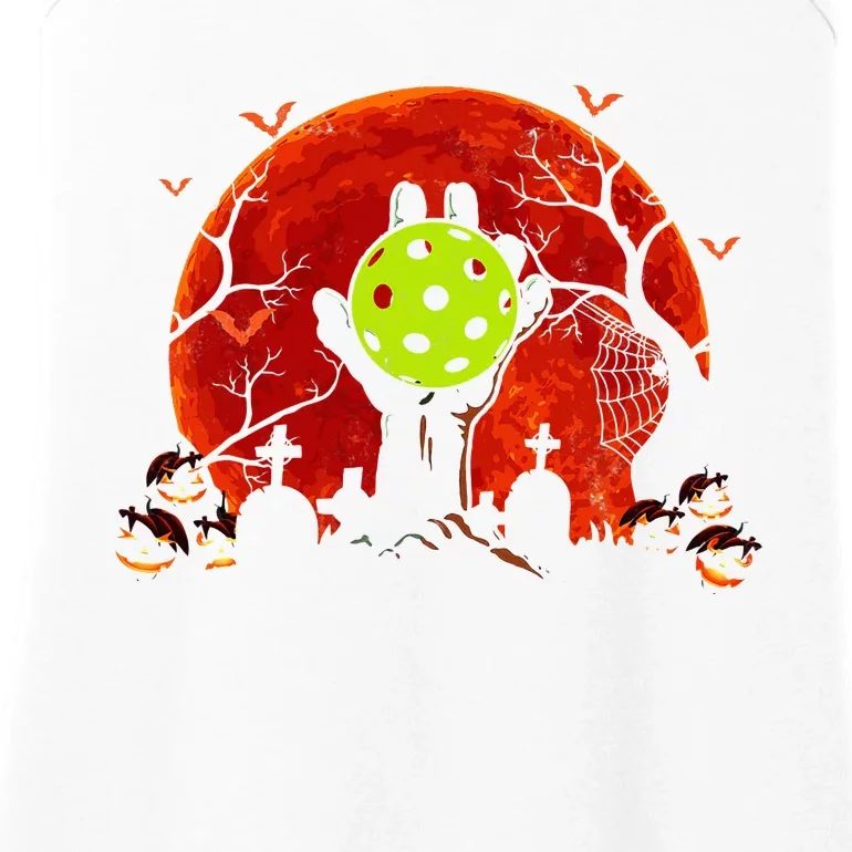 Zombie Hand Holding Pickleball Ball Zombie Halloween Ladies Essential Tank