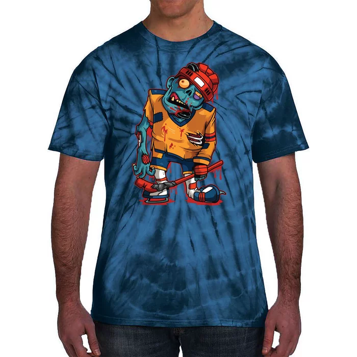 Zombie Ice Hockey Player Halloween Trick Or Treating Gift Tie-Dye T-Shirt