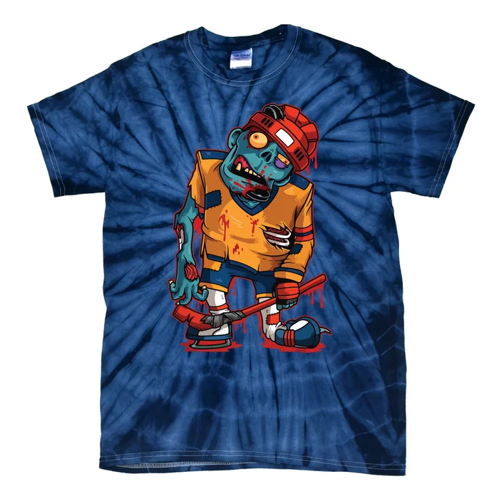 Zombie Ice Hockey Player Halloween Trick Or Treating Gift Tie-Dye T-Shirt