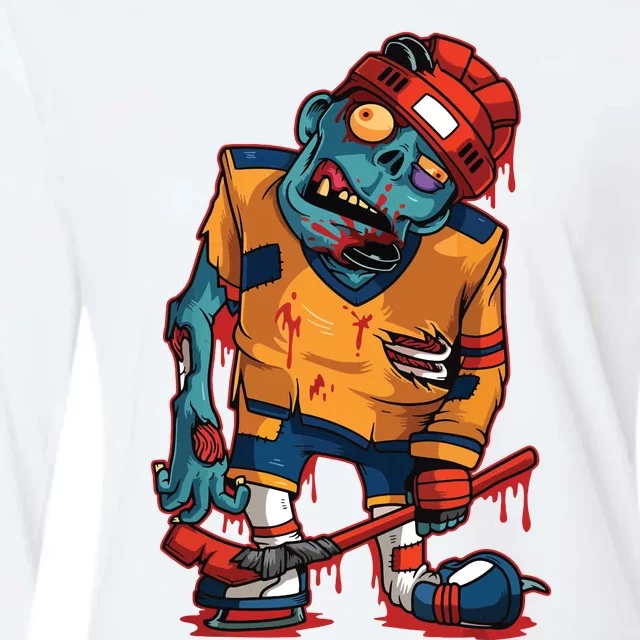 Zombie Ice Hockey Player Halloween Trick Or Treating Gift Womens Cotton Relaxed Long Sleeve T-Shirt