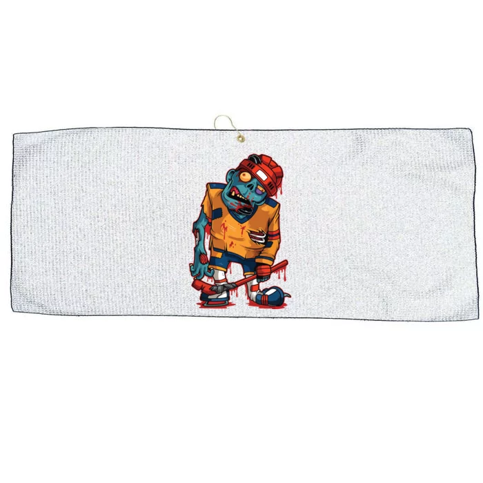 Zombie Ice Hockey Player Halloween Trick Or Treating Gift Large Microfiber Waffle Golf Towel