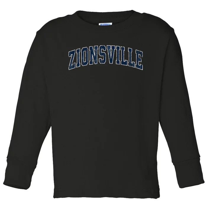 Zionsville Indiana In Vintage Sports Design Toddler Long Sleeve Shirt